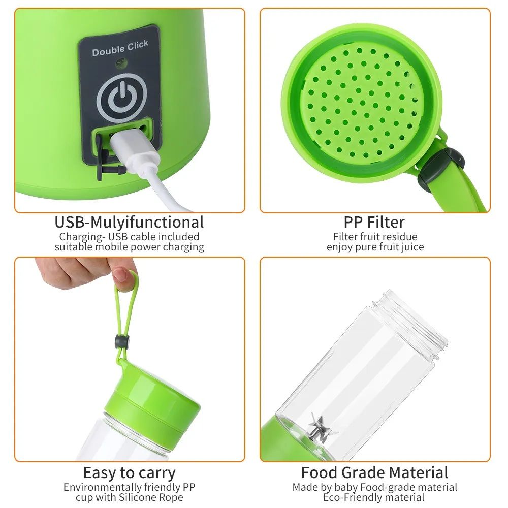 Juicer Blender 6 Blades USB Portable 380ml Mini Fruit Bottle Juicer Small Blender Juicer Blender 6 Blades USB Portable 380ml Mini Fruit Bottle  Juicer Small Blender