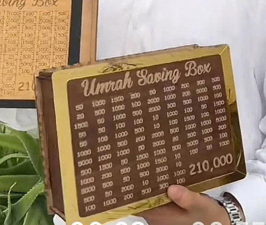 Umrah Savings Box 280 Days Wooden Money Saving Jar