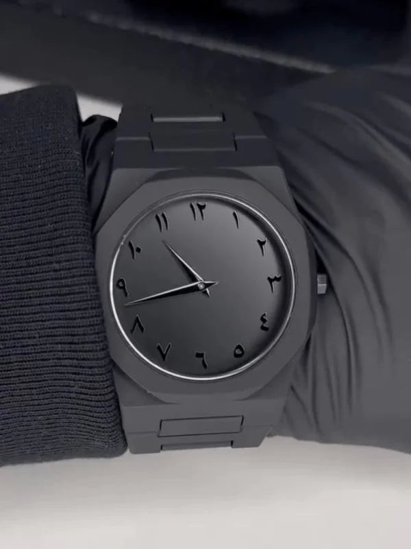 Aura Quartz Watch Black Timepiece With Arabic Numerals