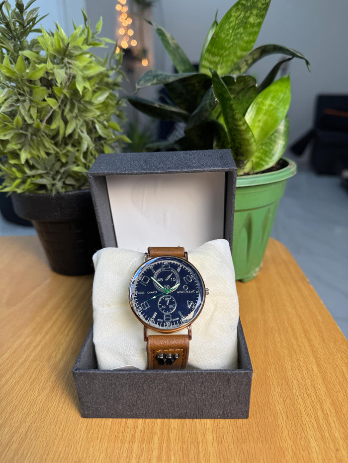 Montblanc Classic Chronograph Quartz Watch – Brown Leather Strap