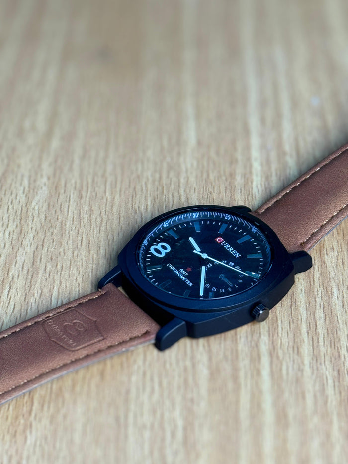 Curren GMT Chronometer – Stylish Men's Leather Strap Watch