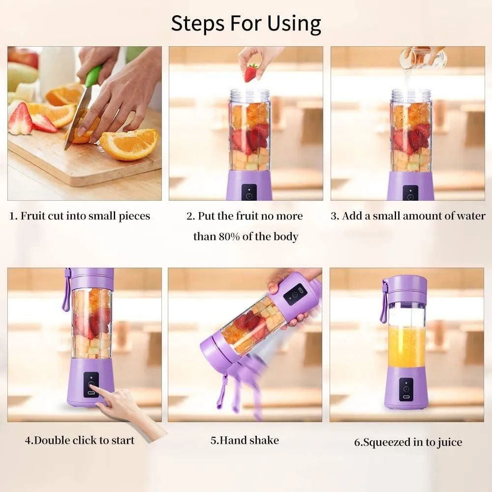 Juicer Blender 6 Blades USB Portable 380ml Mini Fruit Bottle Juicer Small Blender Juicer Blender 6 Blades USB Portable 380ml Mini Fruit Bottle  Juicer Small Blender